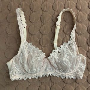 Italian sheer pastel pink lace bra